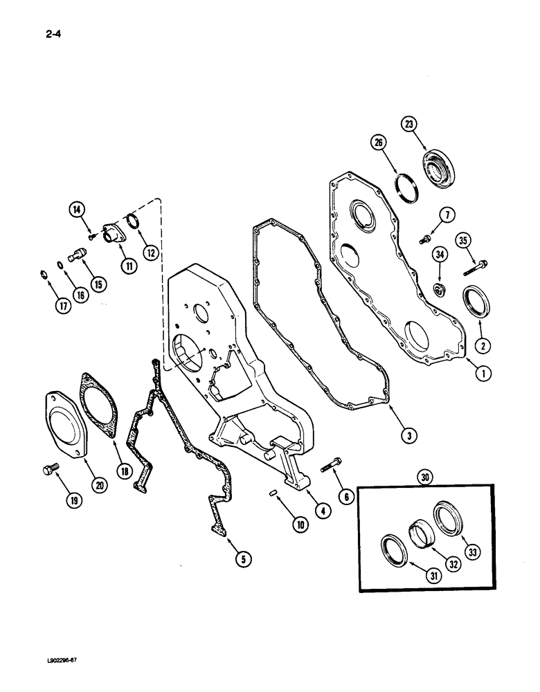 Схема запчастей Case 650 - (2-04) - FRONT GEAR COVER, 4T-390 ENGINE (02) - ENGINE