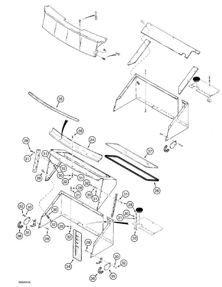 Схема запчастей Case 580SK - (9-106) - REAR CLOSURE PANELS, CAB MODELS - WITH THREE-POINT HITCH (09) - CHASSIS/ATTACHMENTS