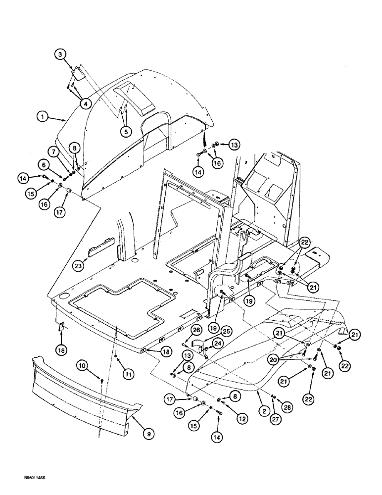 Схема запчастей Case 570LXT - (9-092) - REAR FENDERS AND REAR CLOSURE PANEL, 570LXT OR 580L ROPS CANOPY MODELS (09) - CHASSIS/ATTACHMENTS