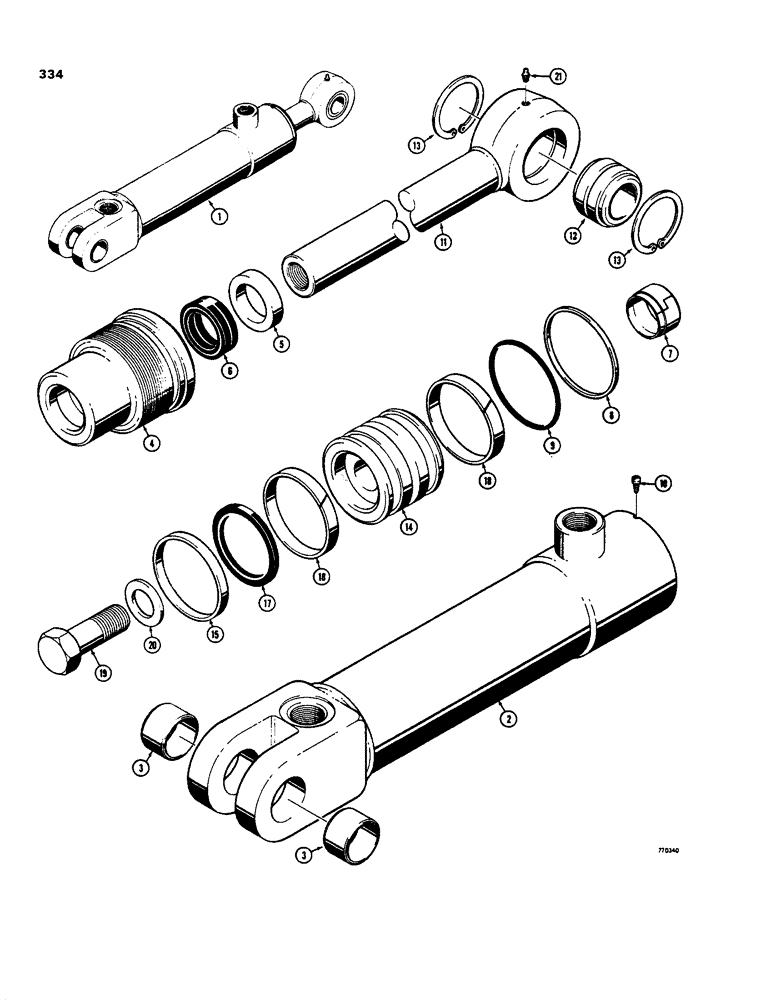 Схема запчастей Case 35 - (334) - G101188 3-POINT HITCH TILT CYLINDER, WITH ONE PIECE PISTON 