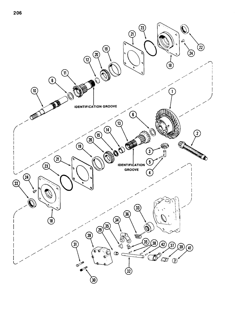 Схема запчастей Case 584D - (206) - TRANSAXLE DIFFERENTIAL AND LOCK, PRIOR TO TRANSMISSION SERIAL NO . 16249203 (21) - TRANSMISSION