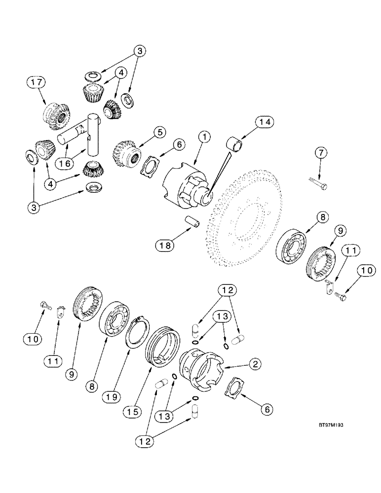 Схема запчастей Case 570LXT - (6-096) - REAR DRIVE AXLE, DIFFERENTIAL (06) - POWER TRAIN