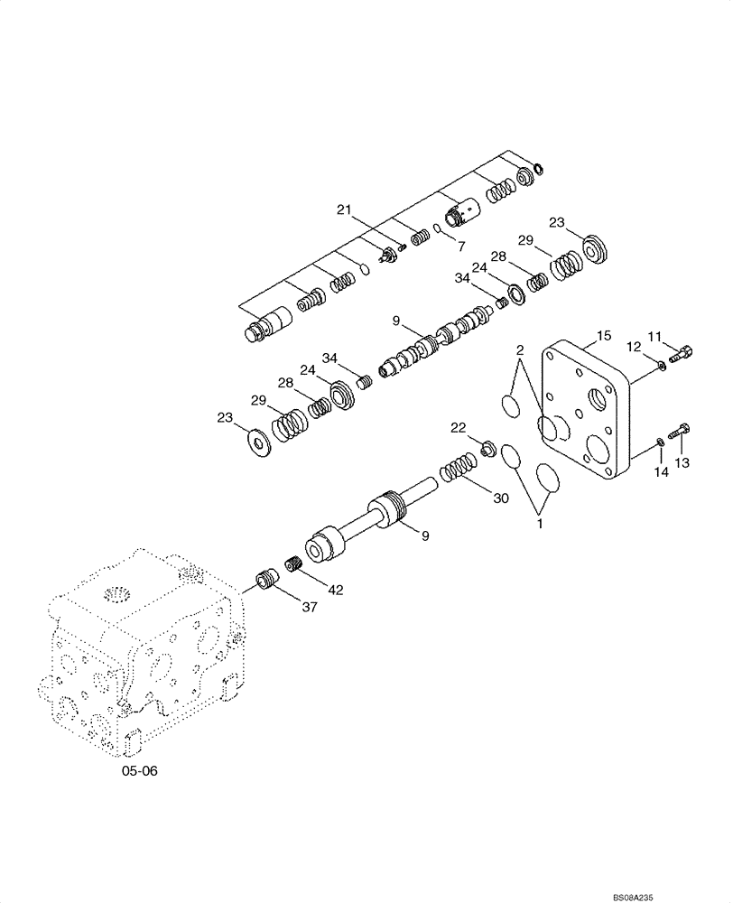 Схема запчастей Case 1221E - (05-07[01]) - STEERING FLOW AMPLIFIER (B) (87700405) (05) - STEERING