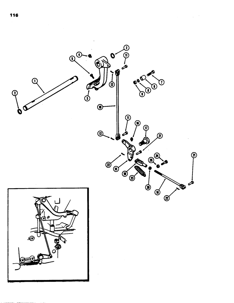 Схема запчастей Case 480B - (116) - CLUTCH PEDAL AND LINKAGE 