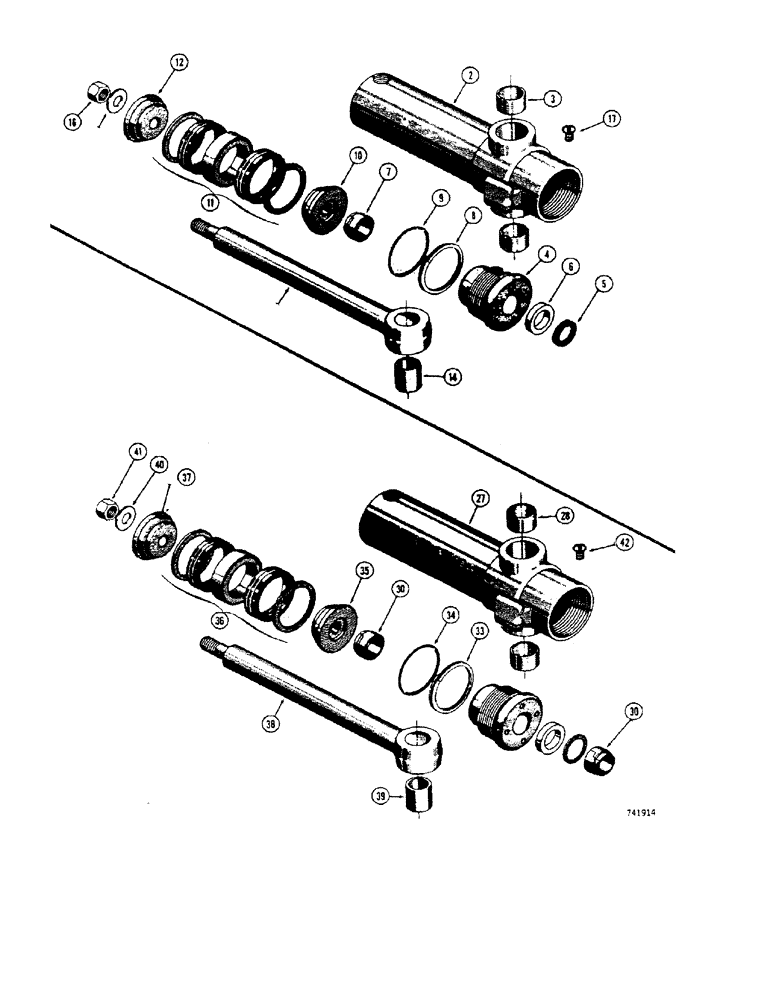 Схема запчастей Case 32S - (137E) - G32620 AND G32621 SWING CYLINDERS, 4" I.D. X 11" STROKE 