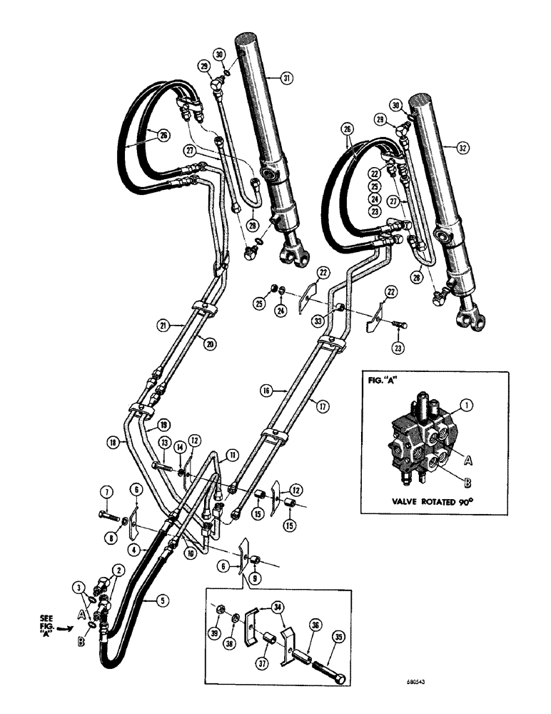 Схема запчастей Case 750 - (208) - DOZER LIFT HYDRAULICS (07) - HYDRAULIC SYSTEM