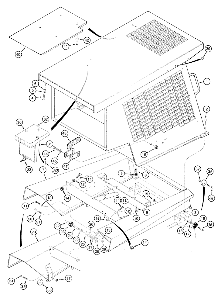 Схема запчастей Case 1835C - (9-54) - ROPS - P.I.N. JAF0037367 AND AFTER (09) - CHASSIS/ATTACHMENTS