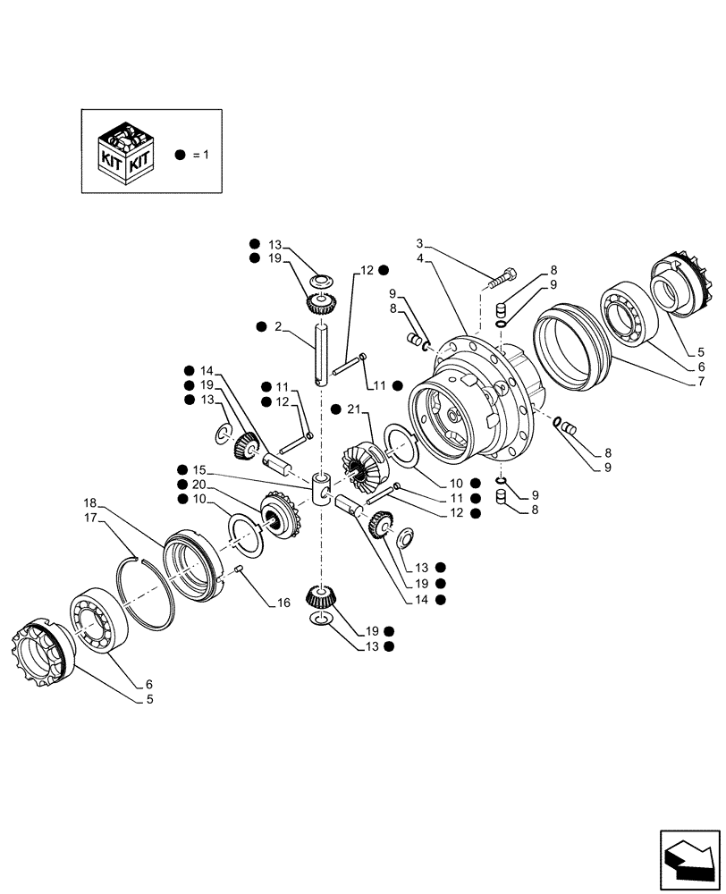 Схема запчастей Case 580SN - (27.106.01) - DIFFERENTIAL GEAR (27) - REAR AXLE SYSTEM