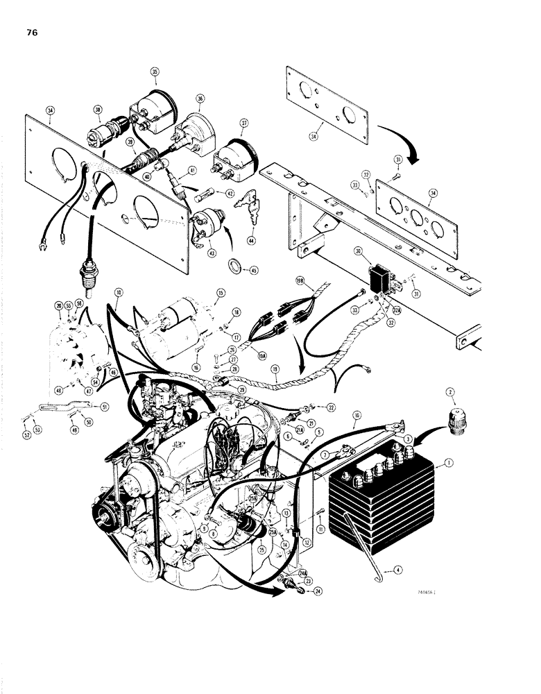 Схема запчастей Case 1830 - (076) - ELECTRICAL SYSTEM AND INSTRUMENT PANEL (10) - ENGINE