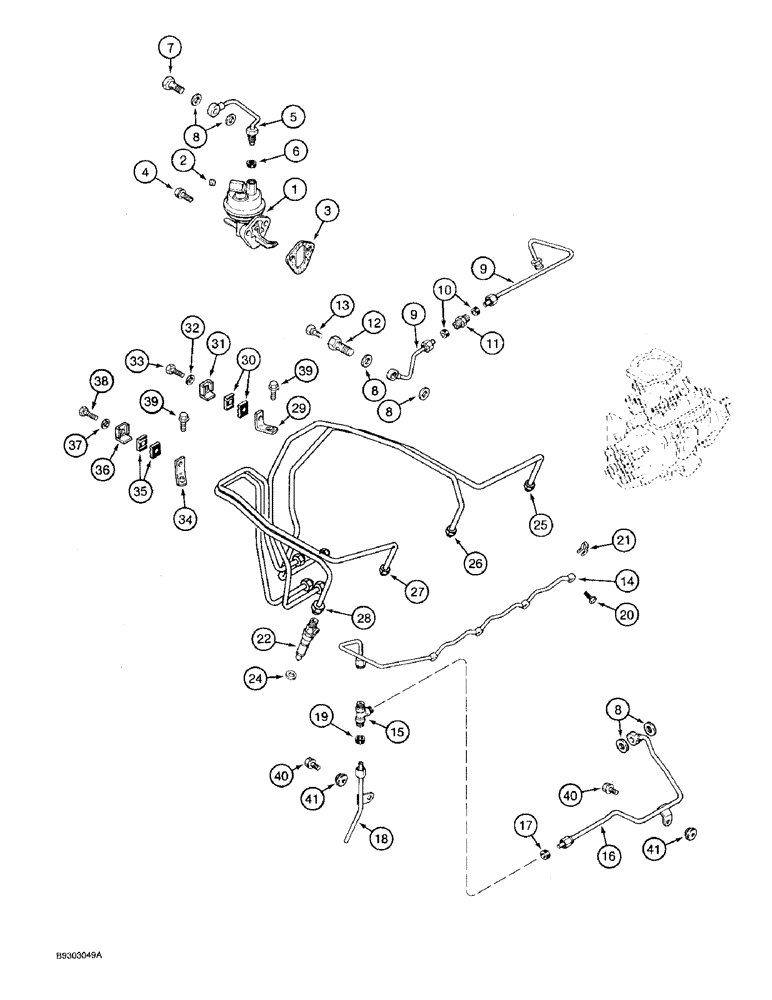 Схема запчастей Case 580SK - (3-11A) - FUEL INJECTION SYSTEM, 4T-390 ENGINE, TRACTOR P.I.N.JJG0173468 AND AFTER (03) - FUEL SYSTEM