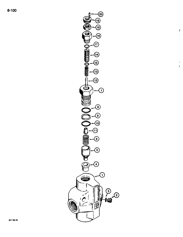 Схема запчастей Case 680L - (8-100) - BACKHOE RELIEF VALVE (08) - HYDRAULICS