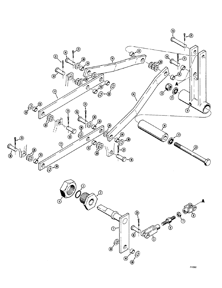 Схема запчастей Case 1700-SERIES - (132) - CLUTCH LINKAGE AND PIVOT ARM (18) - CLUTCH