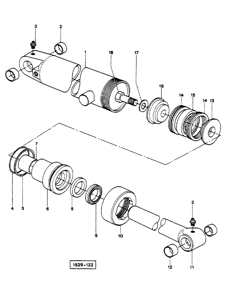 Схема запчастей Case 1529 - (026) - TILT CYLINDER (35) - HYDRAULIC SYSTEMS