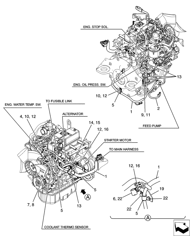 Схема запчастей Case CX31B - (01-102[00]) - HARNESS ASSY, ENGINE (55) - ELECTRICAL SYSTEMS