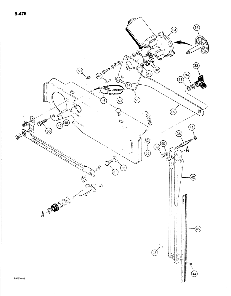 Схема запчастей Case 780C - (9-476) - CAB REAR WINDSHIELD WIPER (09) - CHASSIS/ATTACHMENTS