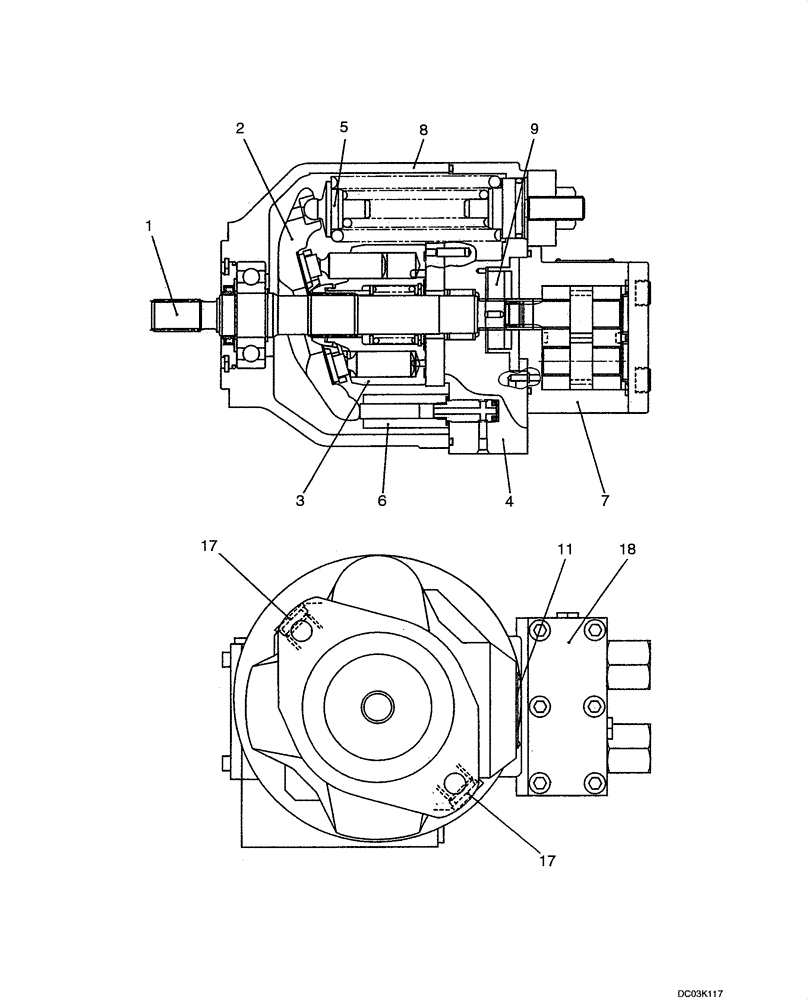 Схема запчастей Case CX47 - (08-18[00]) - PUMP ASSY (PY10V00010F1) CAB (08) - HYDRAULICS