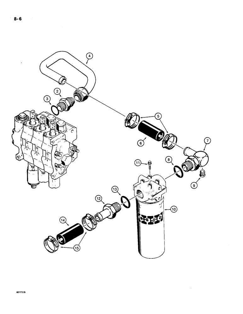 Схема запчастей Case 550 - (8-06) - EQUIPMENT HYDRAULIC CIRCUIT, CONTROL VALVE TO HYDRAULIC RESERVOIR (08) - HYDRAULICS