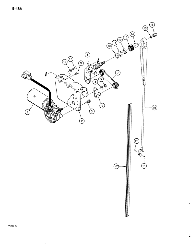 Схема запчастей Case 680K - (9-488) - CAB FRONT WINDSHIELD WIPER, ROBERT BOSCH PARTS (09) - CHASSIS/ATTACHMENTS