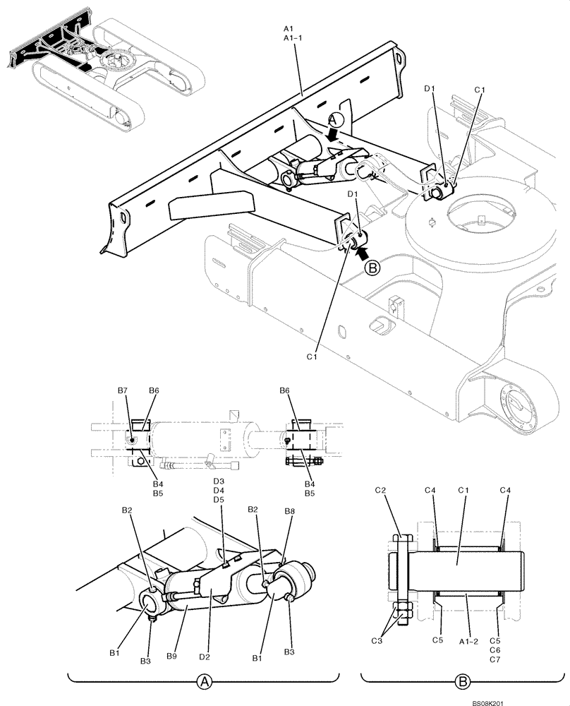 Схема запчастей Case CX50B - (02-014) - DOZER ASSY (PY51B00052F1, PY51B00055F1, PH51B00003F1, PY51B00045F1) (04) - UNDERCARRIAGE