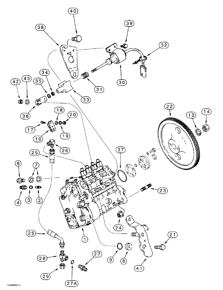 Схема запчастей Case 586E - (3-11A) - FUEL INJECTION PUMP AND DRIVE, P.I.N. JJG0251722 AND AFTER, 4-390 EMISSIONS CERTIFIED ENGINE (03) - FUEL SYSTEM