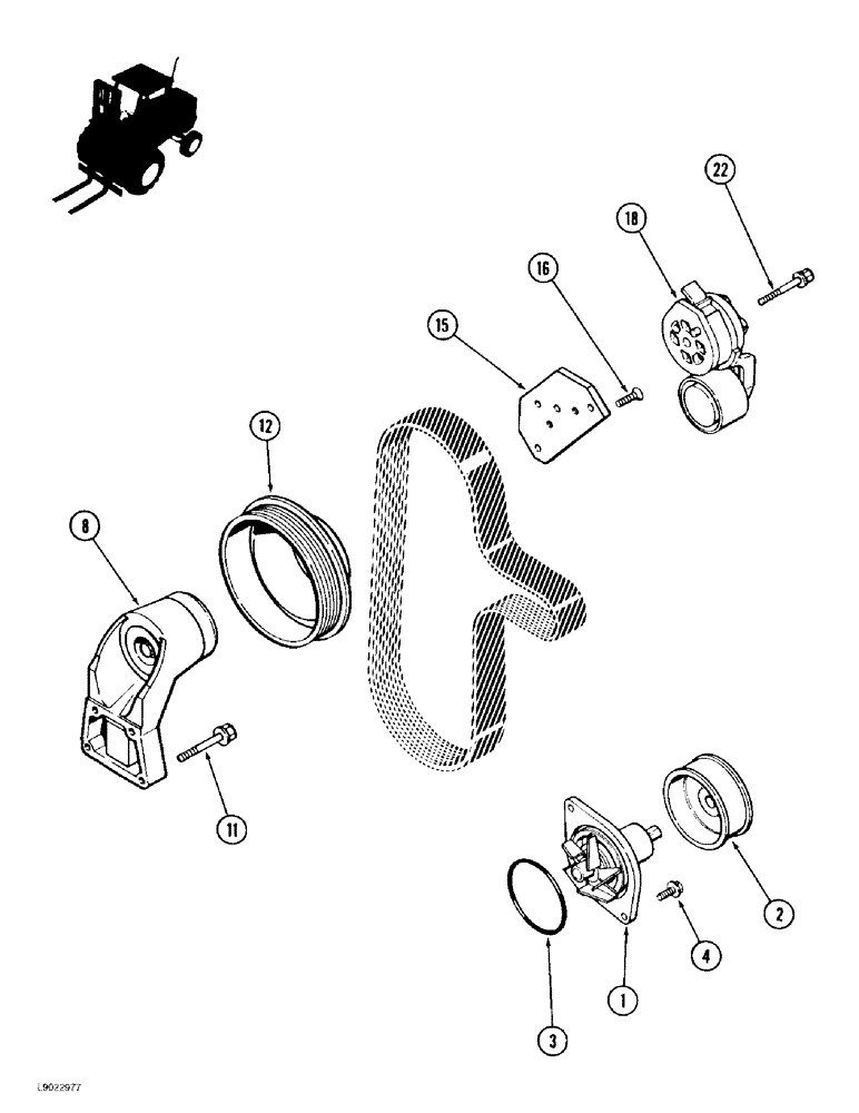 Схема запчастей Case 584E - (2-16) - WATER PUMP SYSTEM, PRIOR TO P.I.N. JJG0251722, 4-390 ENGINE (02) - ENGINE