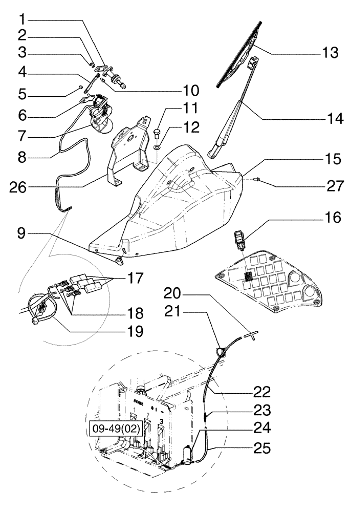 Схема запчастей Case 865B AWD - (09-47[04]) - CAB, WINDOW LOWER WIPER - OPTIONAL (09) - CHASSIS/ATTACHMENTS