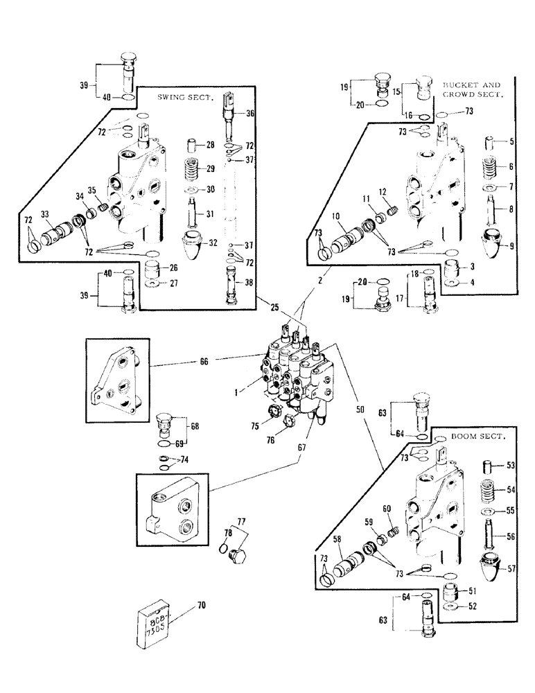 Схема запчастей Case D175 - (10) - BACKHOE CONTROL VALVE ASSEMBLY 