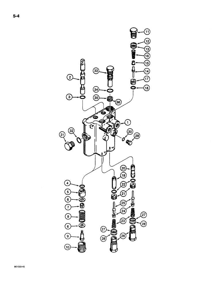 Схема запчастей Case MAXI-SNEAKER C - (5-04) - STEERING AND ATTACHMENT LIFT CONTROL VALVE, USED ON MODELS PRIOR TO P.I.N. JAF0021856 (05) - STEERING