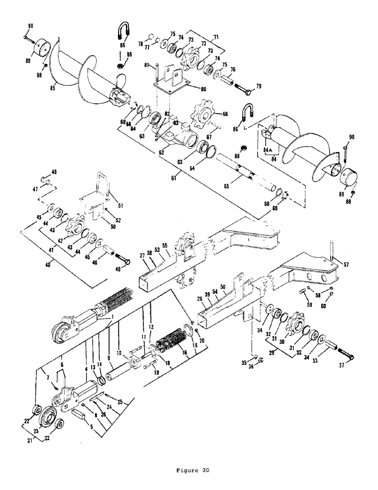 Схема запчастей Case L55 - (42) - BOOMS, BOOM END, IDLERS, AUGERS 