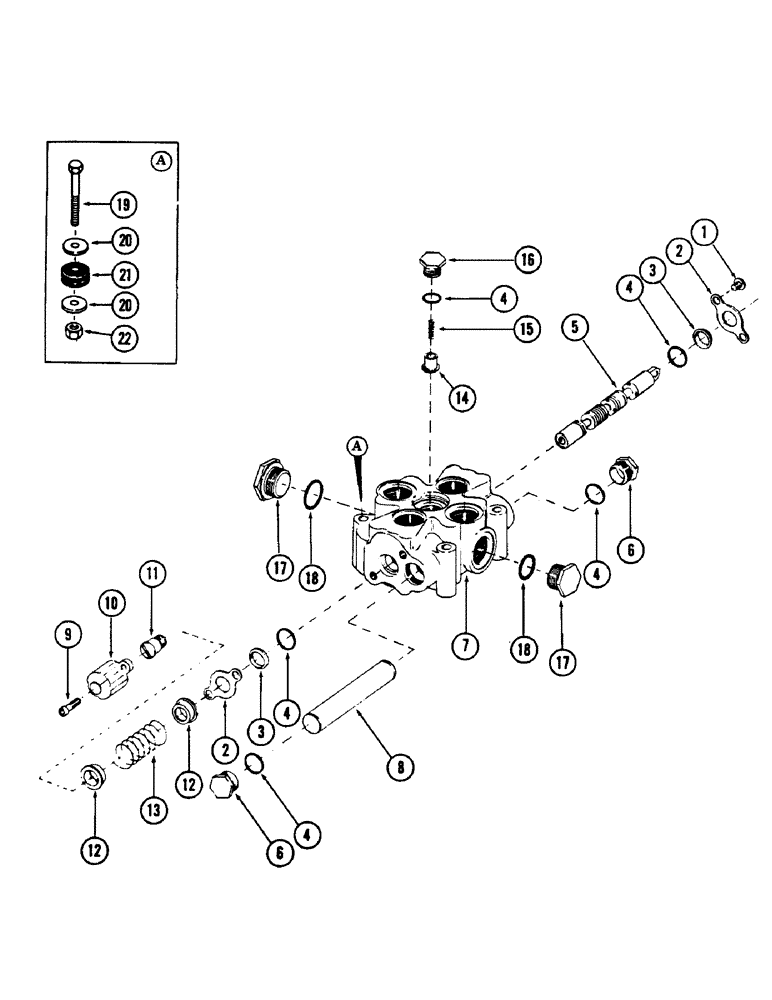 Схема запчастей Case 880B - (168) - 1-SPOOL MAIN CONTROL VALVE (07) - HYDRAULIC SYSTEM