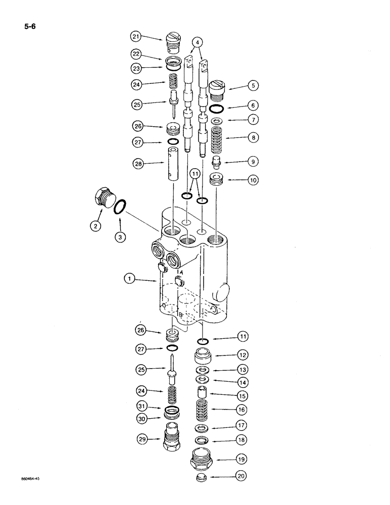 Схема запчастей Case MAXI-SNEAKER C - (5-06) - STEERING AND ATTACHMENT LIFT CONTROL VALVE, USED ON MODELS WITH P.I.N. JAF0021856 AND AFTER (05) - STEERING