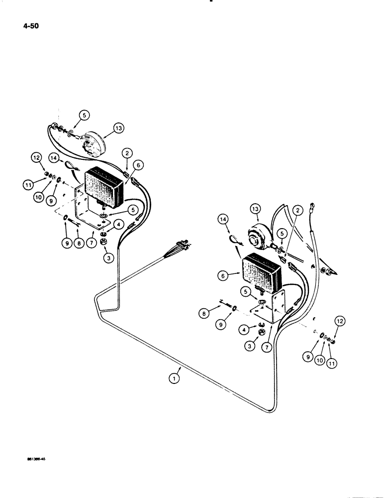 Схема запчастей Case W20C - (4-050) - ELECTRICAL CIRCUIT, REAR LAMPS, USED ON W20C P.I.N. 9155766 AND AFTER (04) - ELECTRICAL SYSTEMS