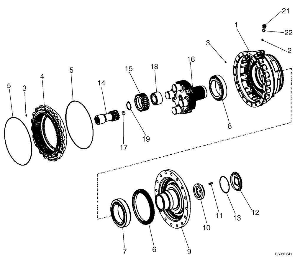 Схема запчастей Case 821E - (06-44A) - AXLE, FRONT - HUB, PLANETARY - P.I.N. N8F203870 AND AFTER (06) - POWER TRAIN