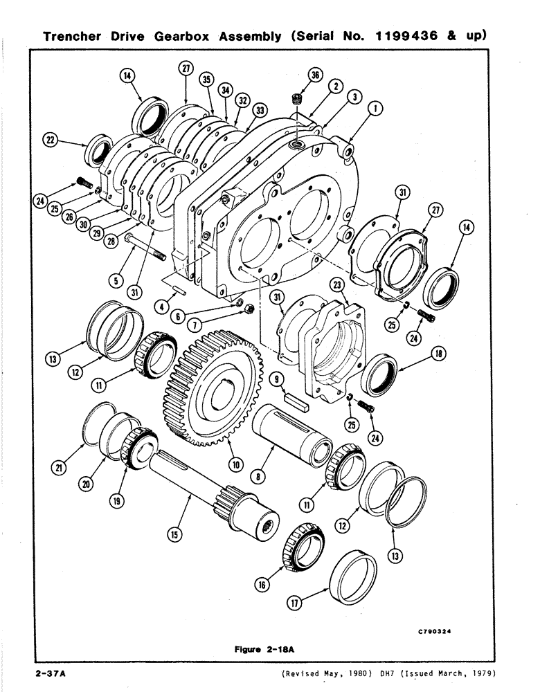 Схема запчастей Case DH7 - (2-37A) - TRENCHER DRIVE GEARBOX ASSEMBLY (SERIAL NO. 1199436 & UP) (89) - TOOLS