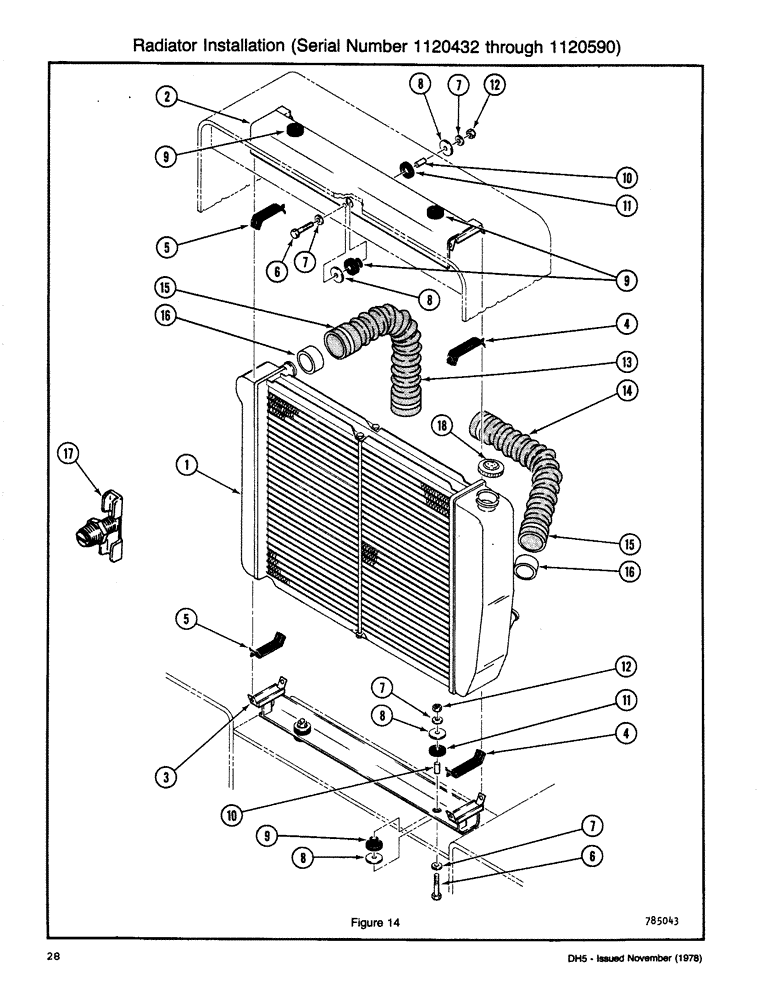 Схема запчастей Case DH5 - (028) - RADIATOR INSTALLATION (SERIAL NUMBER 1120432 THROUGH 1120590 (10) - ENGINE