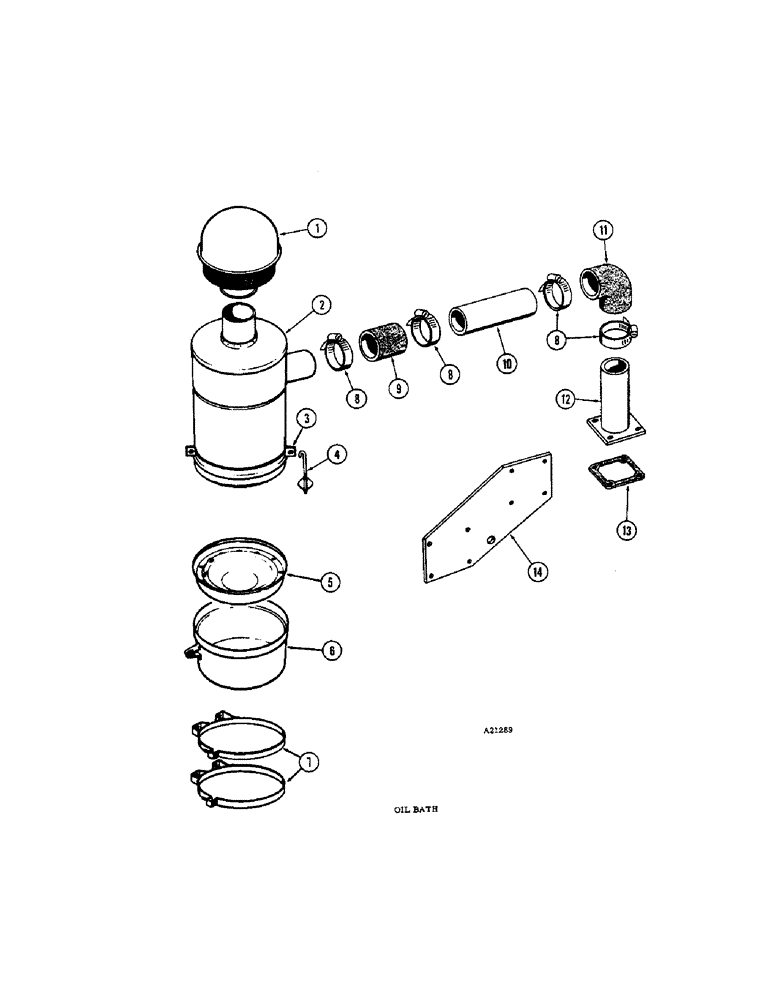 Схема запчастей Case W10E - (098) - DRY TYPE AIR CLEANER, DIESEL ENGINE, OIL BATH AIR CLEANER (02) - ENGINE