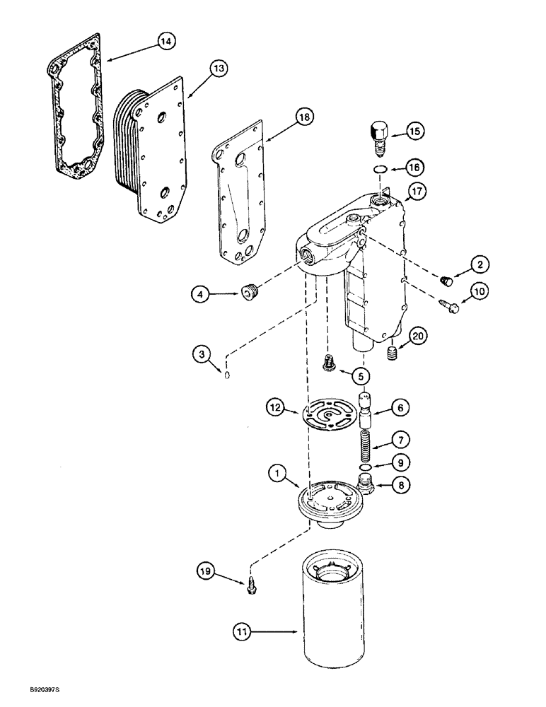 Схема запчастей Case 721B - (2-24) - OIL FILTER AND COOLER, 6T-830 ENGINE, PRIOR TO LOADER P.I.N. JEE053200 (02) - ENGINE