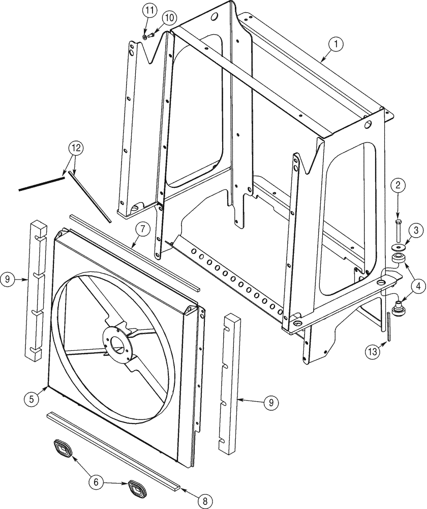 Схема запчастей Case 921C - (09-24) - RADIATOR WRAPPER - FAN SHROUD (09) - CHASSIS