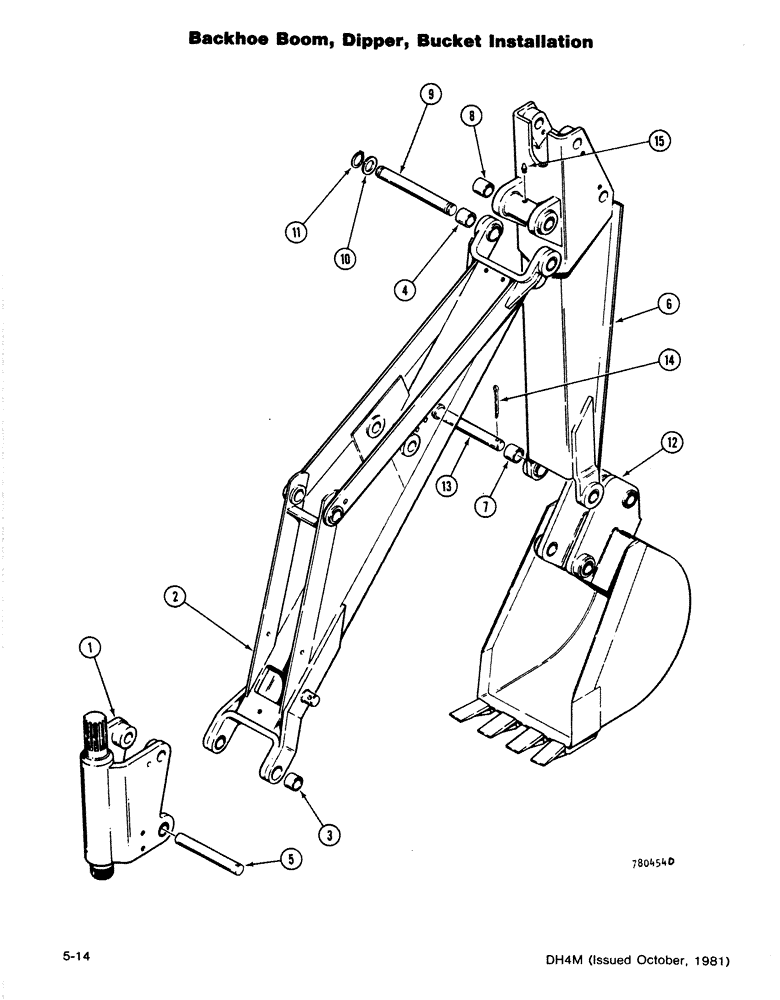 Схема запчастей Case DH4 - (5-14) - BACKHOE BOOM, DIPPER, BUCKET INSTALLATION (84) - BOOMS, DIPPERS & BUCKETS