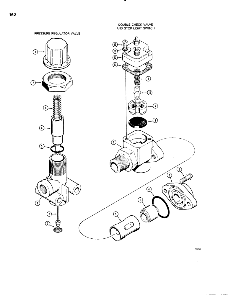 Схема запчастей Case W20 - (162) - L48128 DOUBLE CHECK VALVE AND STOP LIGHT SWITCH (08) - HYDRAULICS