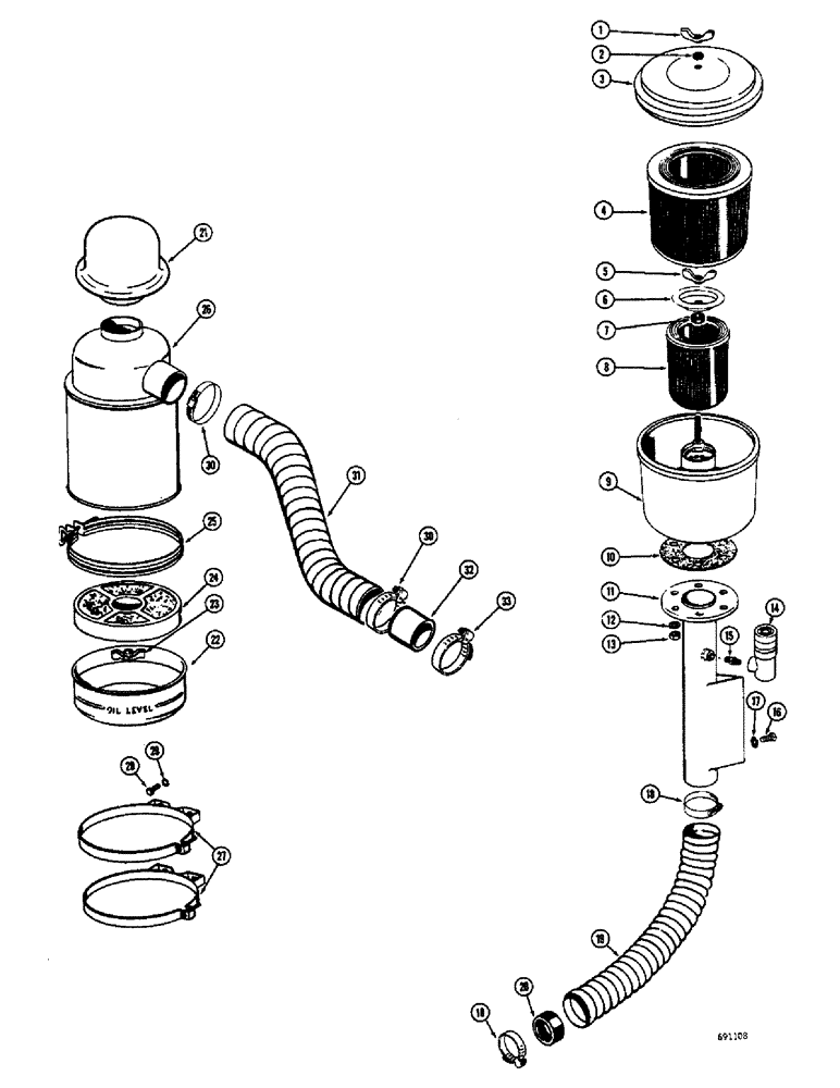 Схема запчастей Case W8B - (039C) - DRY TYPE AIR CLEANER, GAS ENGINE, OIL BATH AND CLEANER, GAS ENGINE (01) - ENGINE