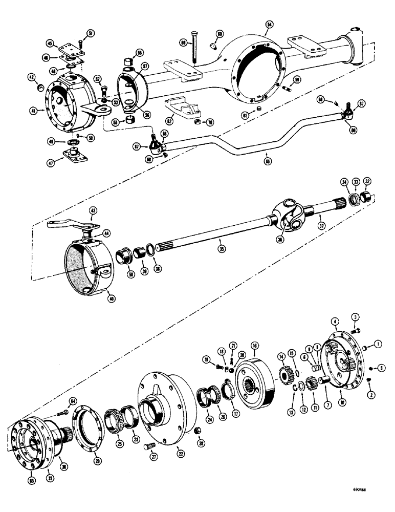 Схема запчастей Case W7 - (230) - STEERING AXLE AND PLANETARY (06) - POWER TRAIN