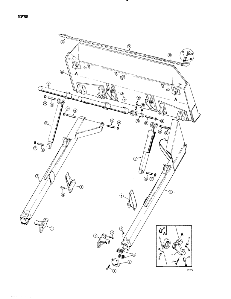 Схема запчастей Case 1150 - (178) - POWER TILT DOZER (05) - UPPERSTRUCTURE CHASSIS