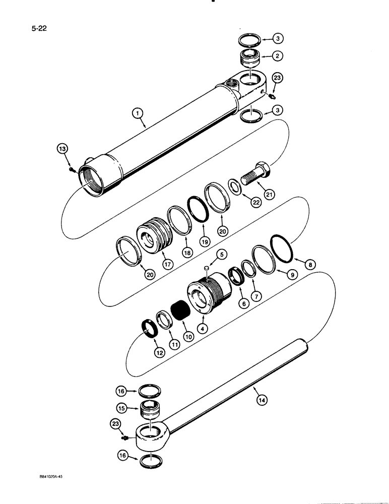 Схема запчастей Case W30 - (5-22) - G106342 AND G106343 STEERING CYLINDERS (05) - STEERING