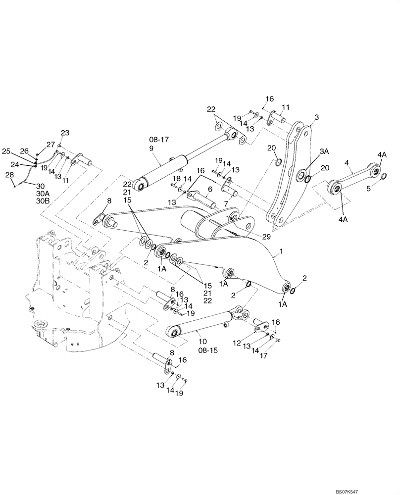 Схема запчастей Case 521E - (09-08) - FRAME - LOADER LIFT (XR LOADER) (09) - CHASSIS