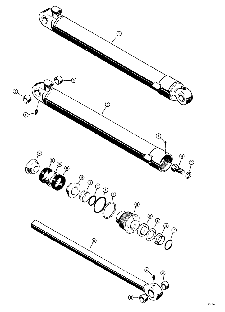 Схема запчастей Case 33S - (068) - BACKHOE BUCKET CYLINDER, CYLINDER W/ FLAT SNAP-IN TYPE OUTER ROD WIPER 