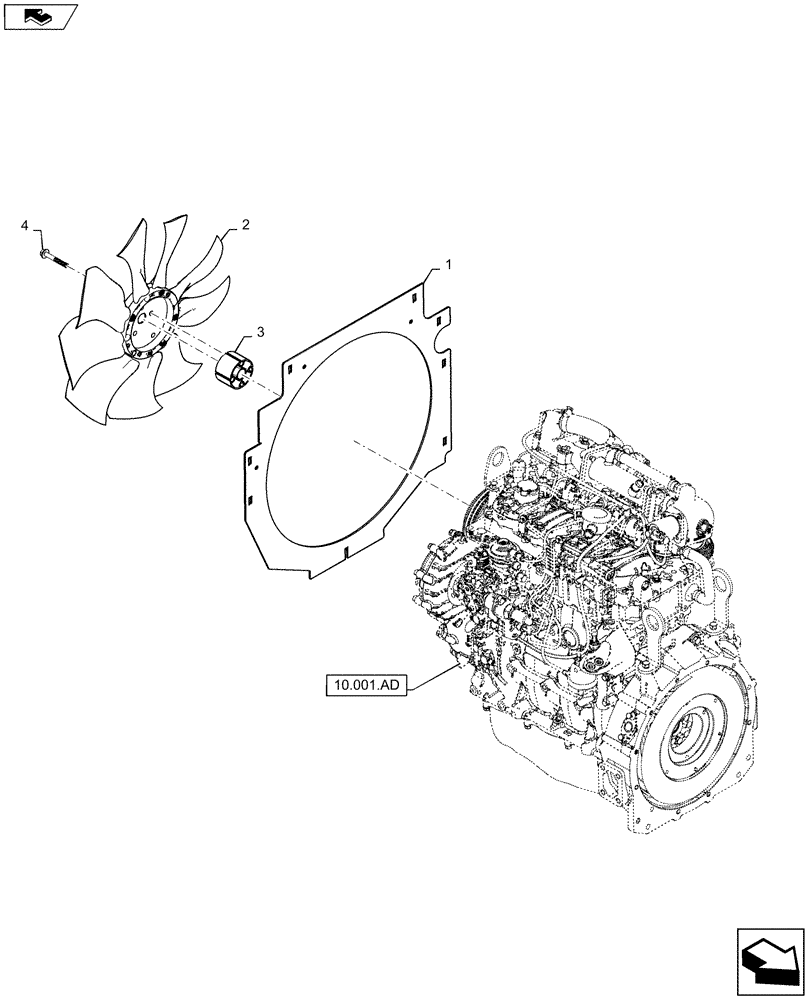 Схема запчастей Case SV250 - (10.414.AC) - ENGINE FAN & SHROUD (10) - ENGINE