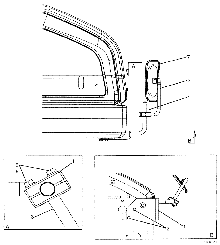 Схема запчастей Case CX75SR - (09-44) - MIRROR, REAR VIEW - RIGHT HAND (09) - CHASSIS/ATTACHMENTS