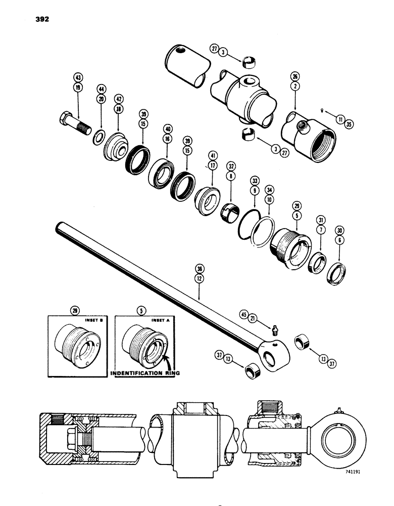 Схема запчастей Case 450 - (392) - G33466 RIPPER CYLINDER, GLAND HAS IDENTIFICATION RING (07) - HYDRAULIC SYSTEM