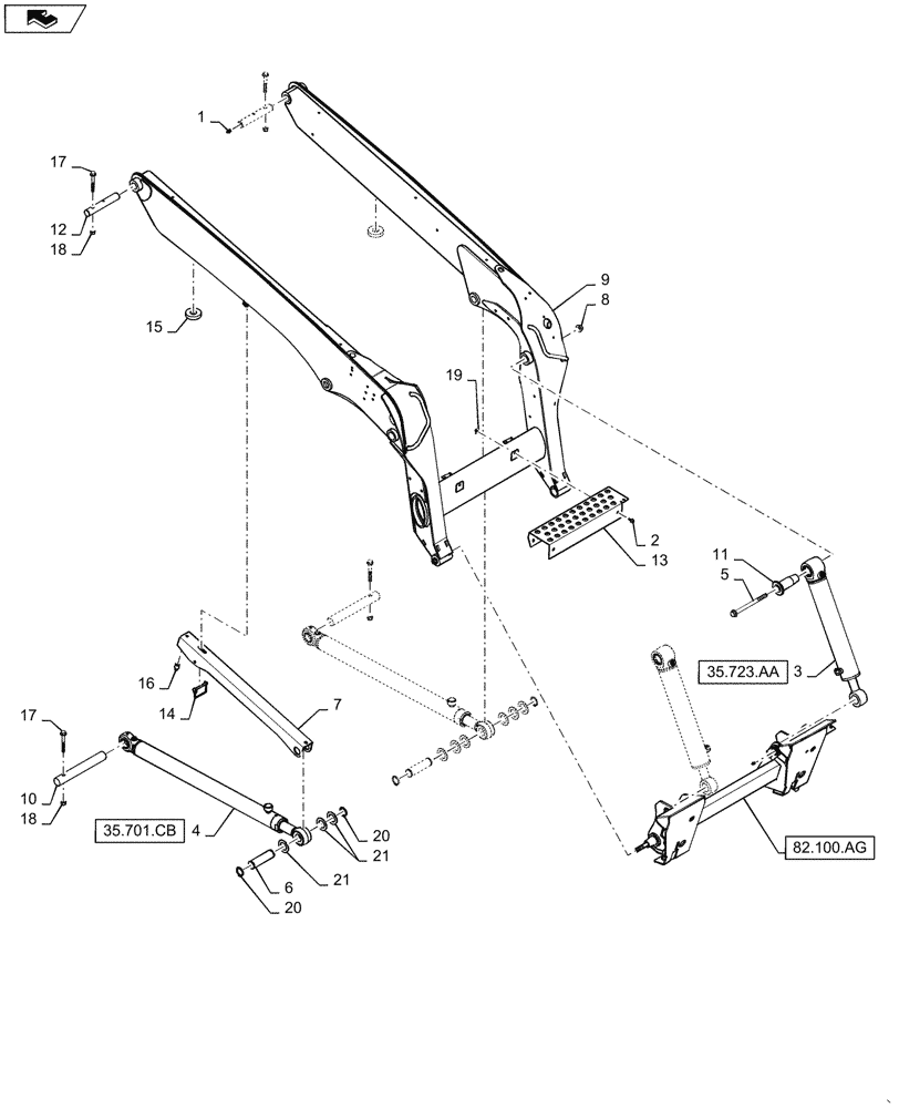 Схема запчастей Case SR220 - (82.100.AF) - LOADER ARM, SR220 (82) - FRONT LOADER & BUCKET